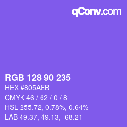 カラーコード: RGB 128 90 235 | qconv.com
