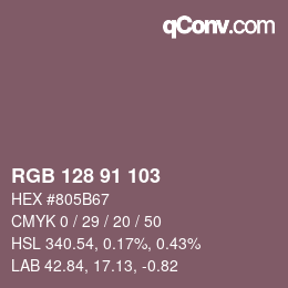 Color code: RGB 128 91 103 | qconv.com