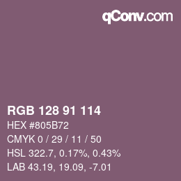 カラーコード: RGB 128 91 114 | qconv.com