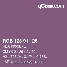 Color code: RGB 128 91 126 | qconv.com
