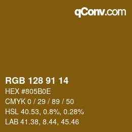 Color code: RGB 128 91 14 | qconv.com