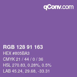 Color code: RGB 128 91 163 | qconv.com