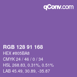 颜色代码: RGB 128 91 168 | qconv.com