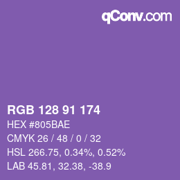 Color code: RGB 128 91 174 | qconv.com