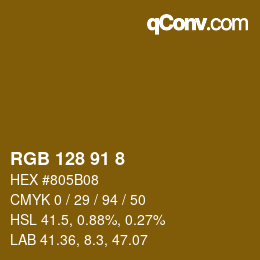 カラーコード: RGB 128 91 8 | qconv.com