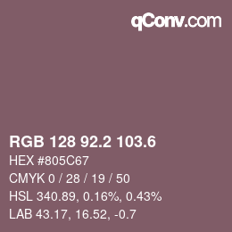カラーコード: RGB 128 92.2 103.6 | qconv.com