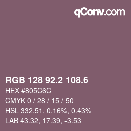 カラーコード: RGB 128 92.2 108.6 | qconv.com