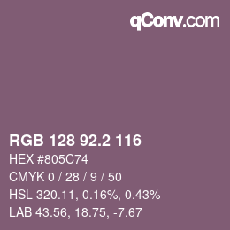カラーコード: RGB 128 92.2 116 | qconv.com