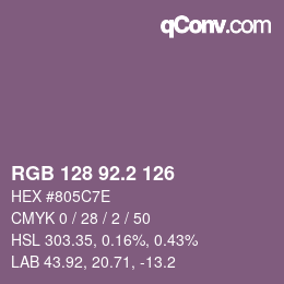 カラーコード: RGB 128 92.2 126 | qconv.com