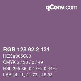 カラーコード: RGB 128 92.2 131 | qconv.com