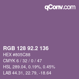 カラーコード: RGB 128 92.2 136 | qconv.com