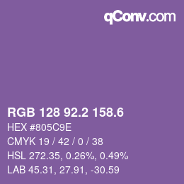 カラーコード: RGB 128 92.2 158.6 | qconv.com