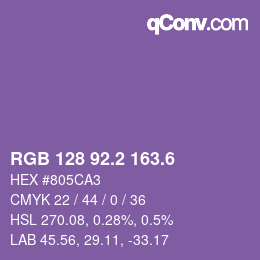 カラーコード: RGB 128 92.2 163.6 | qconv.com