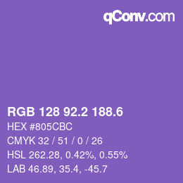 カラーコード: RGB 128 92.2 188.6 | qconv.com