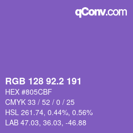 カラーコード: RGB 128 92.2 191 | qconv.com