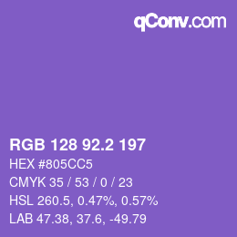 カラーコード: RGB 128 92.2 197 | qconv.com
