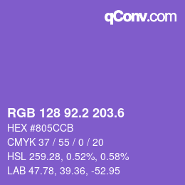 カラーコード: RGB 128 92.2 203.6 | qconv.com