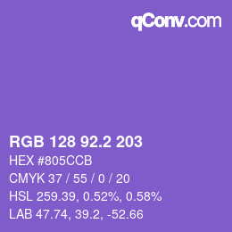 カラーコード: RGB 128 92.2 203 | qconv.com