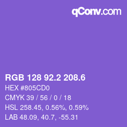 カラーコード: RGB 128 92.2 208.6 | qconv.com