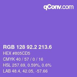 カラーコード: RGB 128 92.2 213.6 | qconv.com