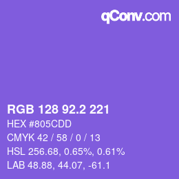 カラーコード: RGB 128 92.2 221 | qconv.com