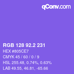 カラーコード: RGB 128 92.2 231 | qconv.com