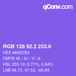カラーコード: RGB 128 92.2 233.6 | qconv.com