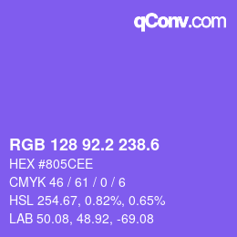 カラーコード: RGB 128 92.2 238.6 | qconv.com