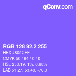 カラーコード: RGB 128 92.2 255 | qconv.com