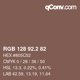 カラーコード: RGB 128 92.2 82 | qconv.com