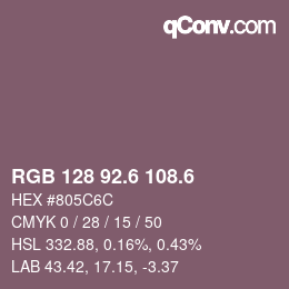 カラーコード: RGB 128 92.6 108.6 | qconv.com