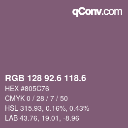 カラーコード: RGB 128 92.6 118.6 | qconv.com