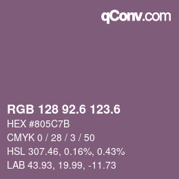 カラーコード: RGB 128 92.6 123.6 | qconv.com