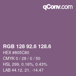 カラーコード: RGB 128 92.6 128.6 | qconv.com