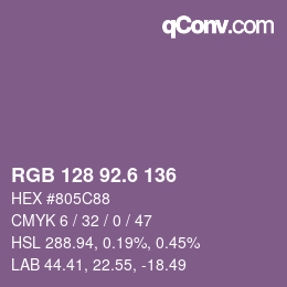 カラーコード: RGB 128 92.6 136 | qconv.com