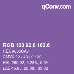 カラーコード: RGB 128 92.6 163.6 | qconv.com