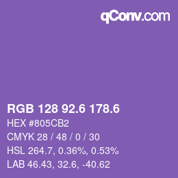 カラーコード: RGB 128 92.6 178.6 | qconv.com