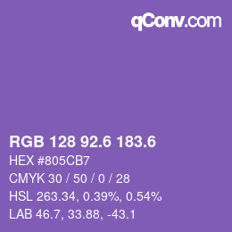 カラーコード: RGB 128 92.6 183.6 | qconv.com
