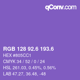 カラーコード: RGB 128 92.6 193.6 | qconv.com