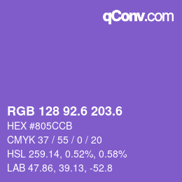 カラーコード: RGB 128 92.6 203.6 | qconv.com