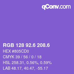 カラーコード: RGB 128 92.6 208.6 | qconv.com