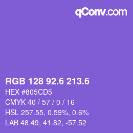 カラーコード: RGB 128 92.6 213.6 | qconv.com