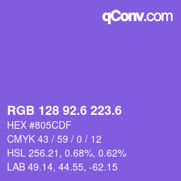 カラーコード: RGB 128 92.6 223.6 | qconv.com