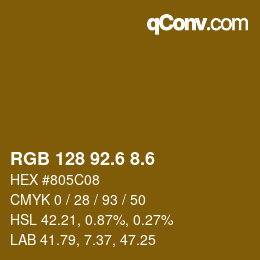 カラーコード: RGB 128 92.6 8.6 | qconv.com