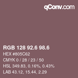 カラーコード: RGB 128 92.6 98.6 | qconv.com