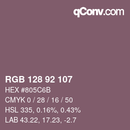 颜色代码: RGB 128 92 107 | qconv.com
