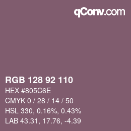カラーコード: RGB 128 92 110 | qconv.com