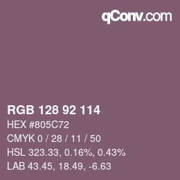 颜色代码: RGB 128 92 114 | qconv.com