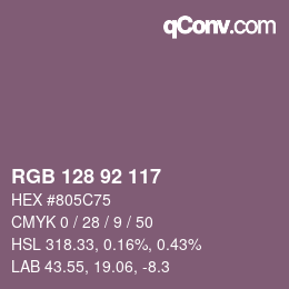 カラーコード: RGB 128 92 117 | qconv.com