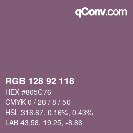 颜色代码: RGB 128 92 118 | qconv.com